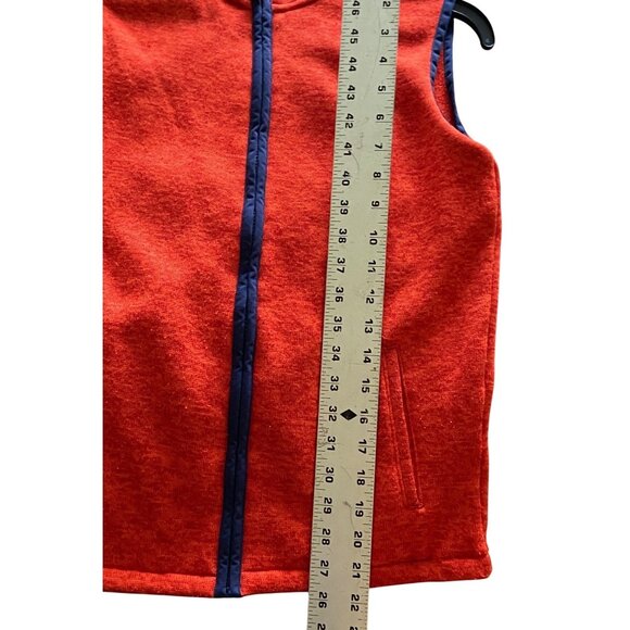 Lands End Womens Red Fleece Zipper Vest Size L 14-16 W/Pockets-Hunter Orange - Picture 6 of 11